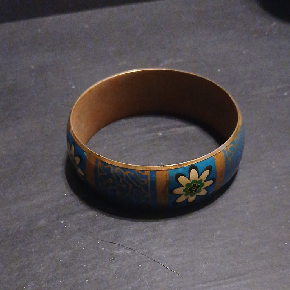 Blue Floral Bangel Bracelet